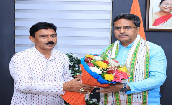 BJP’s winning candidate in Dharmanagar by-poll Jahar Chakraborty meets CM Dr. Manik Saha.